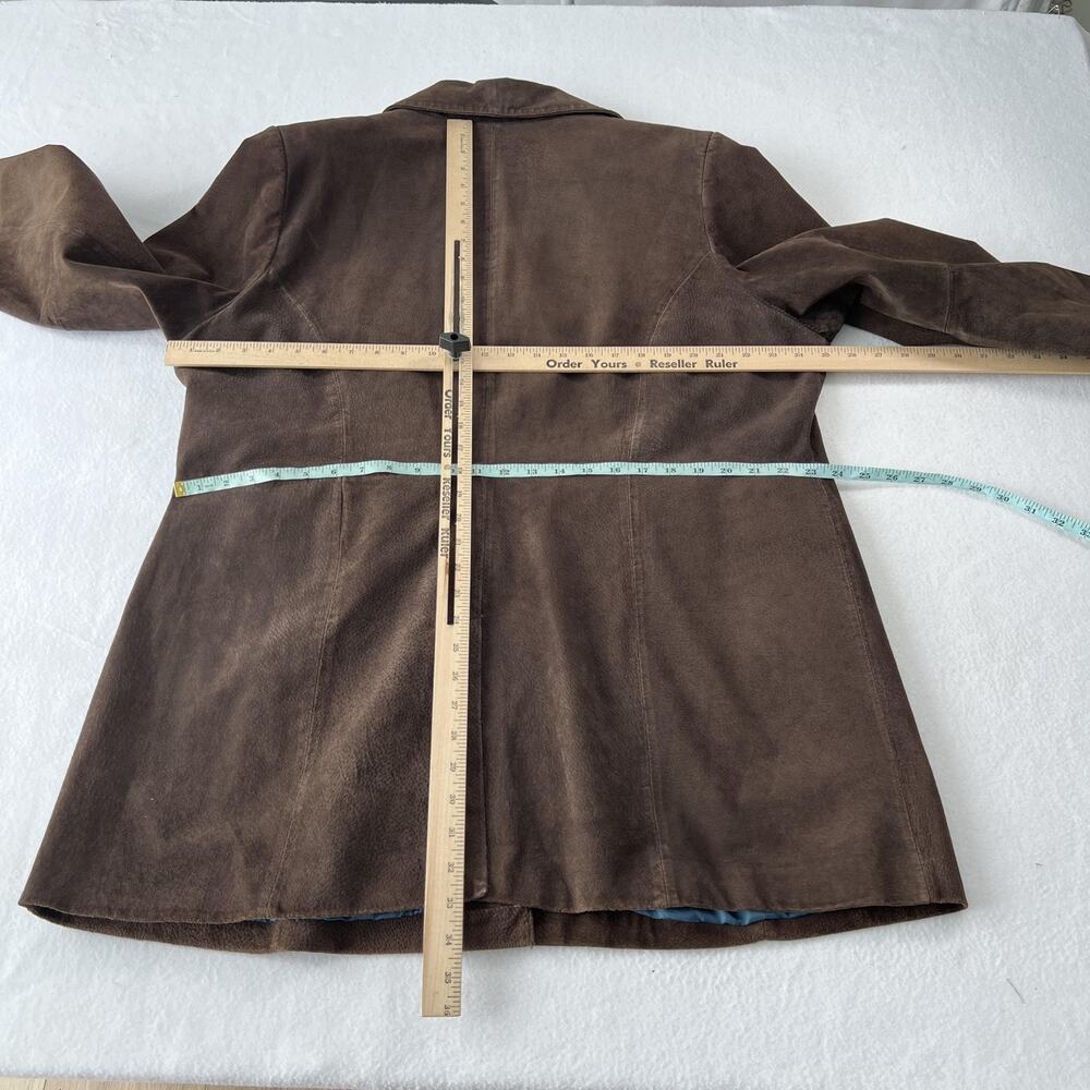 Style & Co. Coat Womens 22W Brown Suede Leather Overcoat Button Tailored Pockets - Picture 11 of 15